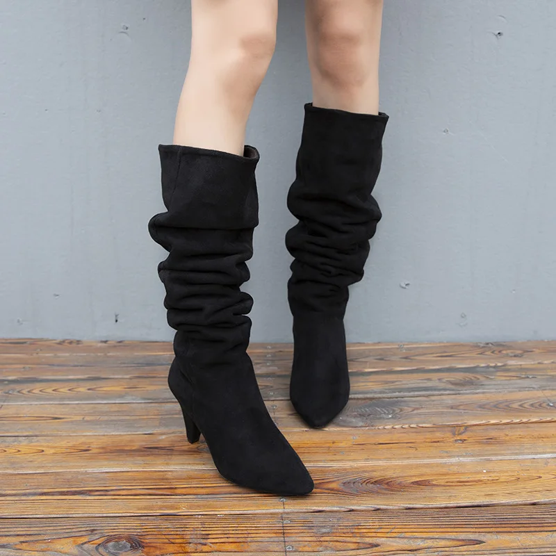 Женские зимние ботинки длинные дамы плюс бархатные теплые выше колена мартенс