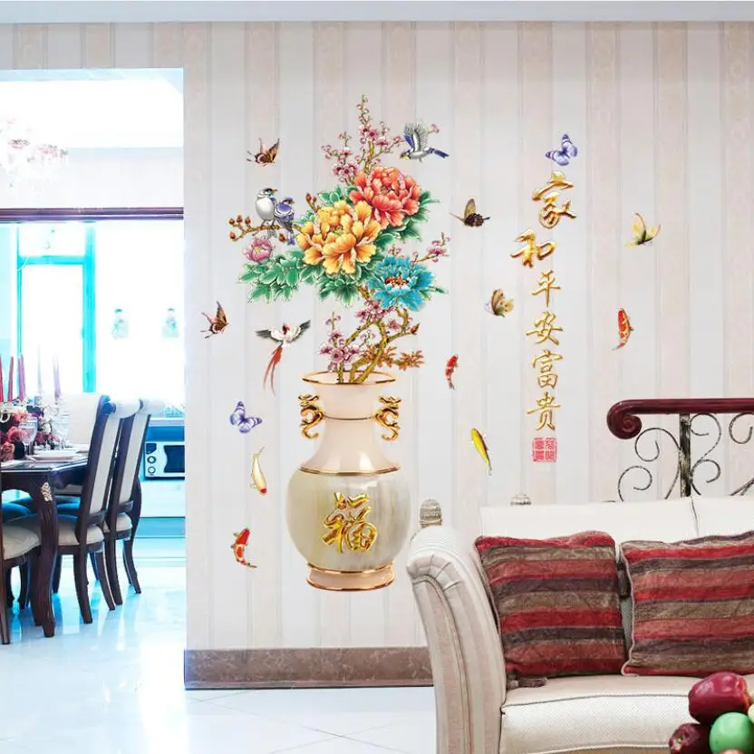 Богатые пионы в китайском стиле Цветы мечты Роскошная 3d китайская ваза Бабочка