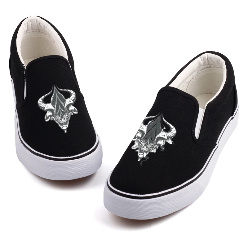 E-LOV Rock Roll Punk Style Skeleton Men Casual Loafers Shoes Graffiti Horror Skull Printed Canvas Slip On Zapatos Hombre | Обувь