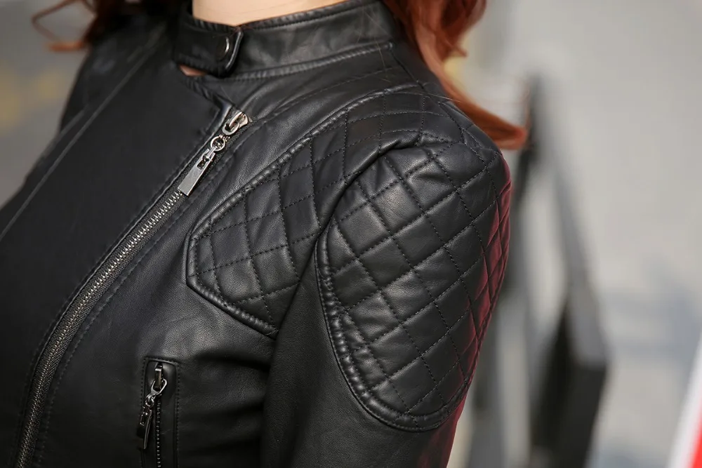 Новое кожаное пальто на двойной молнии для женщин Весенняя женская куртка с