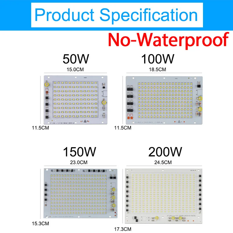 Светодиодный чип cob 2835 SMD led 220V 100W 150W 200W Светодиодная лампа Smart IC Driver High Lumens DIY для