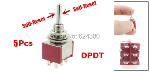 Мгновенный тумблер Selfreset DPDT 2P2T (вкл.) ВЫКЛ. 3 трехпозиционных 6 контактов 250 В/2 а 120