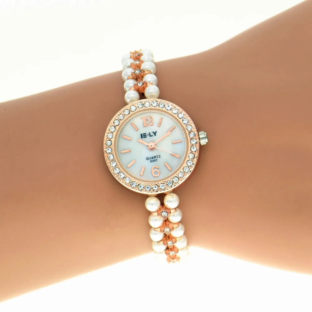 100 шт./лот модные женские часы браслет элегантные кварцевые с украшением из