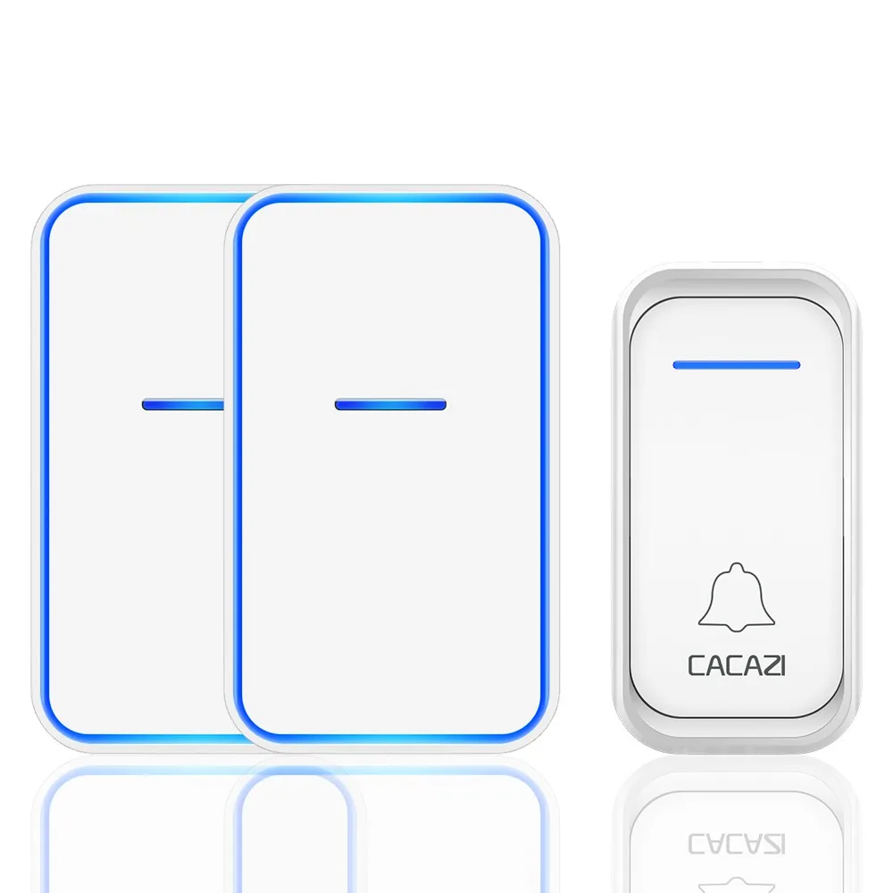 1 button 2 receiver Водонепроницаемый беспроводной дверной звонок CACAZI 1 2 кнопки 1 2 3 приемник 300 м дистанционный Интеллектуальный светодиодный светильник домашний дверной звонок беспроводной звонок - Цвет: 1 button 2 receiver