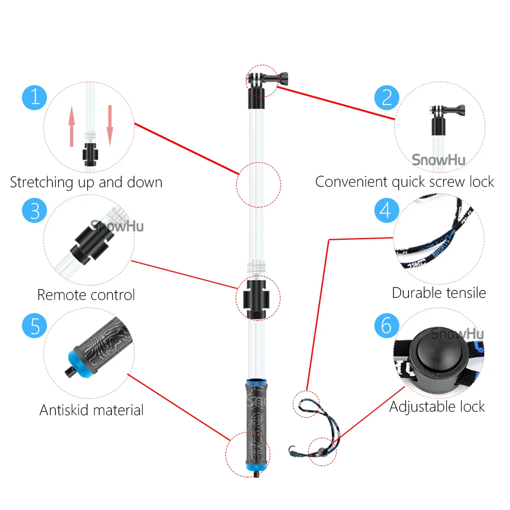 SnowHu водонепроницаемый плавающий удлинитель для дайвинга Плавающий поплавок 62 см