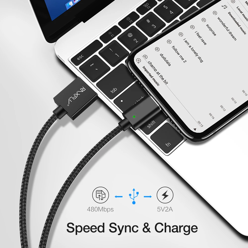 Магнитный кабель RAXFLY для iPhone X XS Max 2.4A быстрая зарядка магнитный USB зарядки Micro Type c