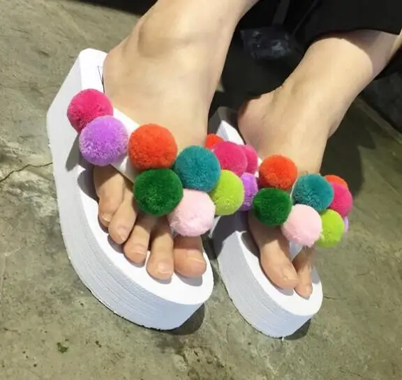 HAHAFLOWER/женские сандалии и Вьетнамки пляжные шлепанцы разноцветные шерстяные