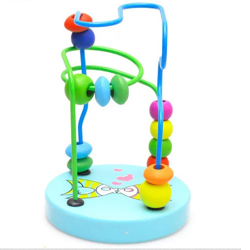 Детская красочная деревянная мини головоломка с бусинами развивающая игрушка