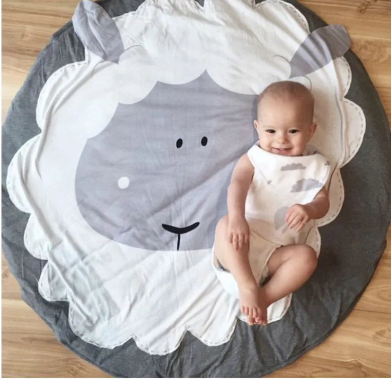 Модные игровые коврики для детей 90 см Круглый хлопковый коврик детской комнаты
