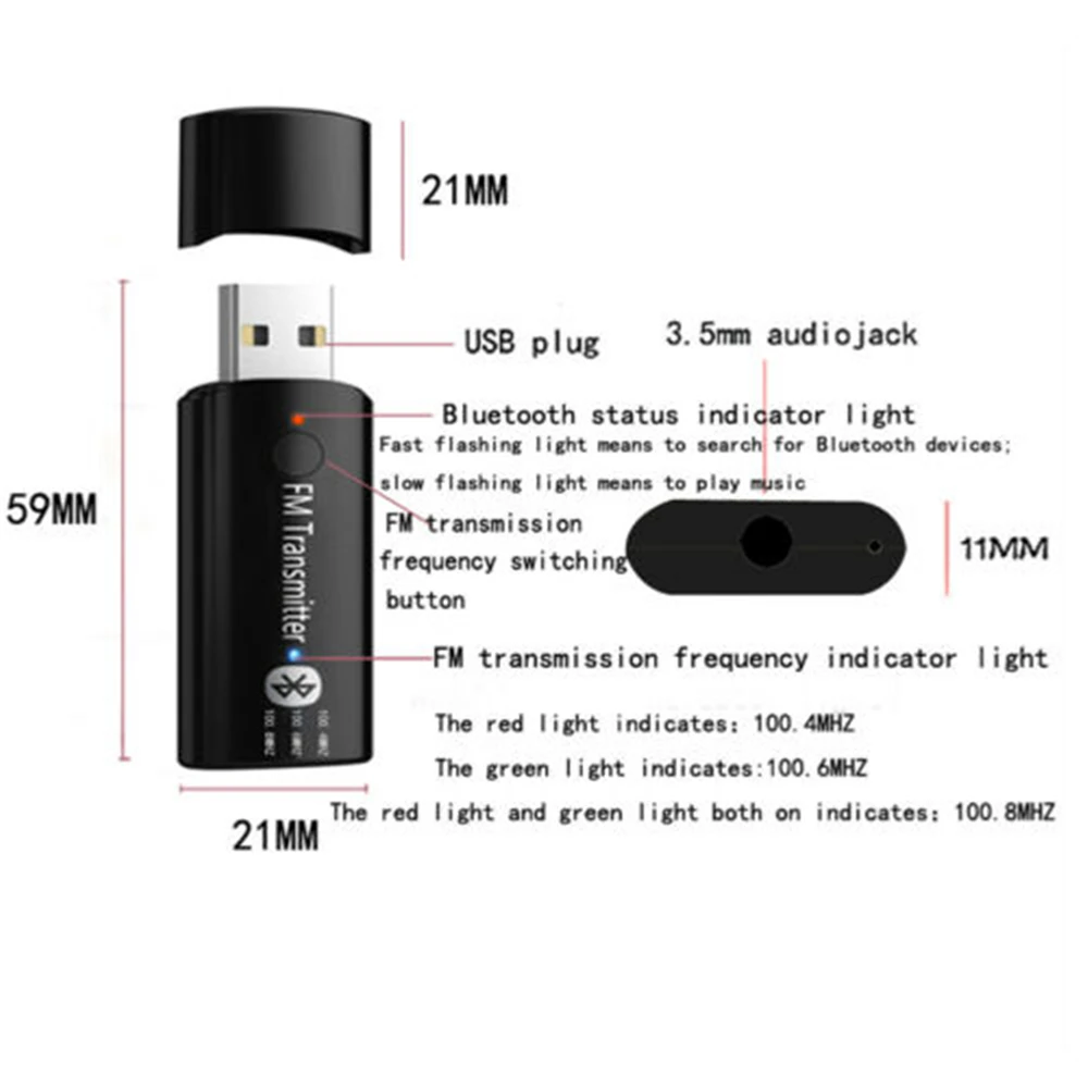 Мини беспроводной Bluetooth аудио fm-передатчик сплиттер USB автомобильный приемник