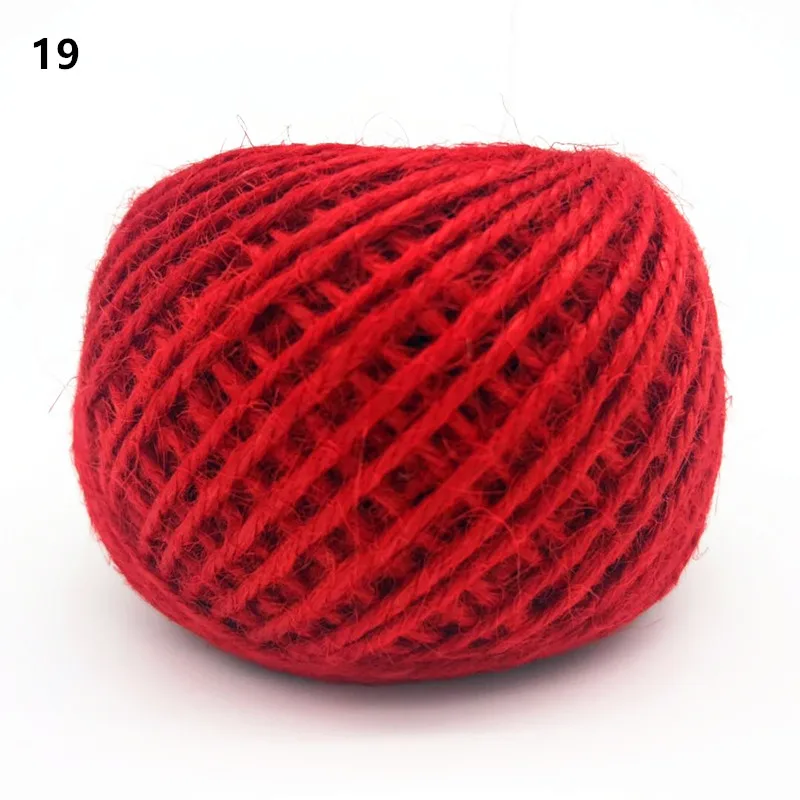 19 Red Пеньковая веревка 50 м диаметр 2 мм многоцветная пеньковая веревка DIY аксессуары для рук в стиле ретро цветная подарочная упаковочная веревка - Цвет: 19 Red