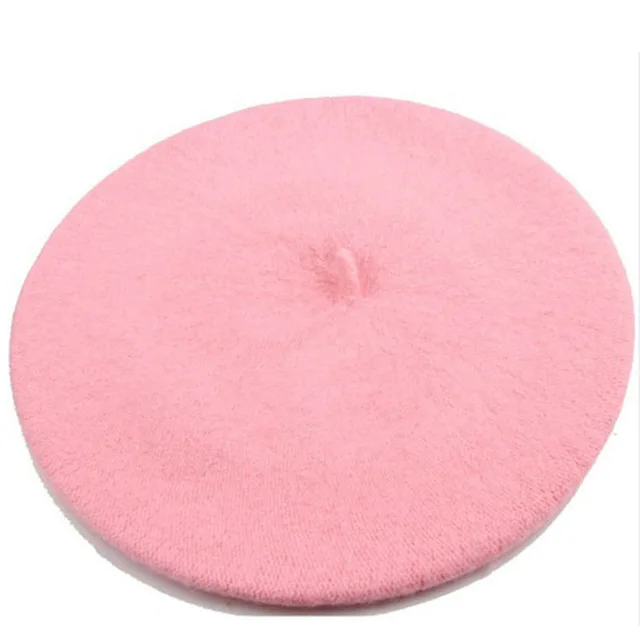 Pink Женские береты на весну и зиму, шапка в стиле художника, женские шерстяные винтажные береты, однотонные кепки, женская шапка, теплая прогулочная шапка - Цвет: Pink