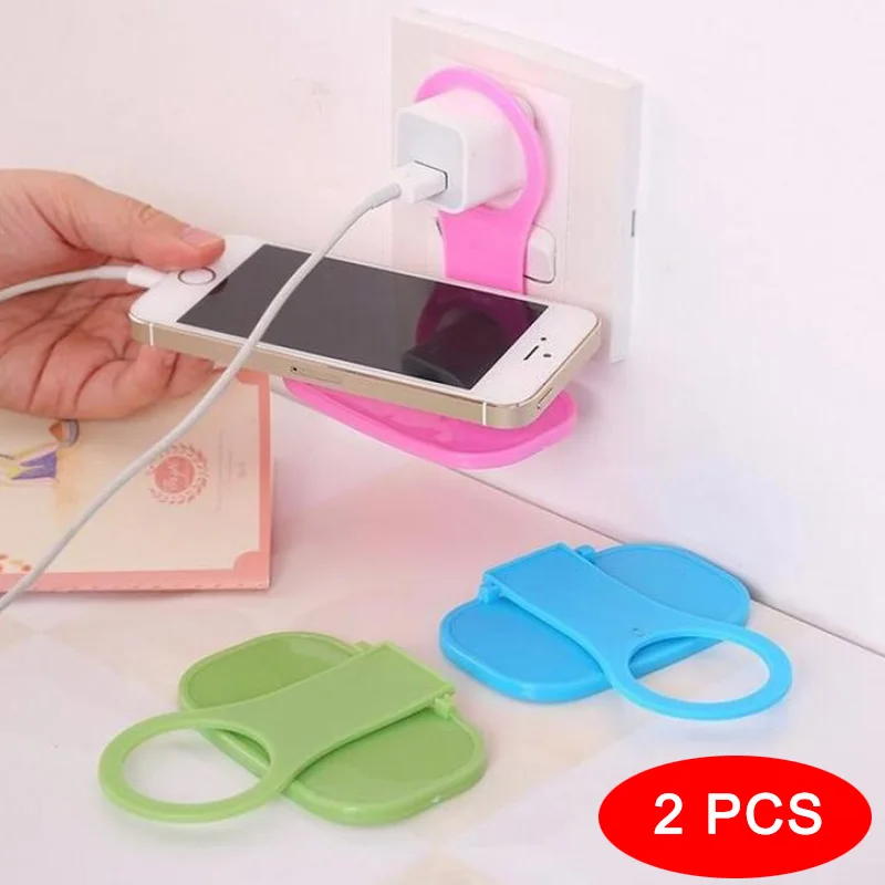 

2pcs Mobile Phone Charging Rack Wall Charger Hanger Holder Foldable Stand Plastic ND998