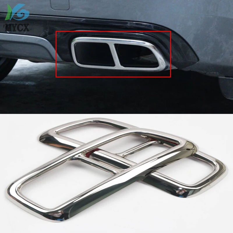 

For Volvo XC90 2015-2019 Car Rear Dual Exhaust Muffler End Pipe Stickers Cover Trims Accessories Stainless Steel 2PCS