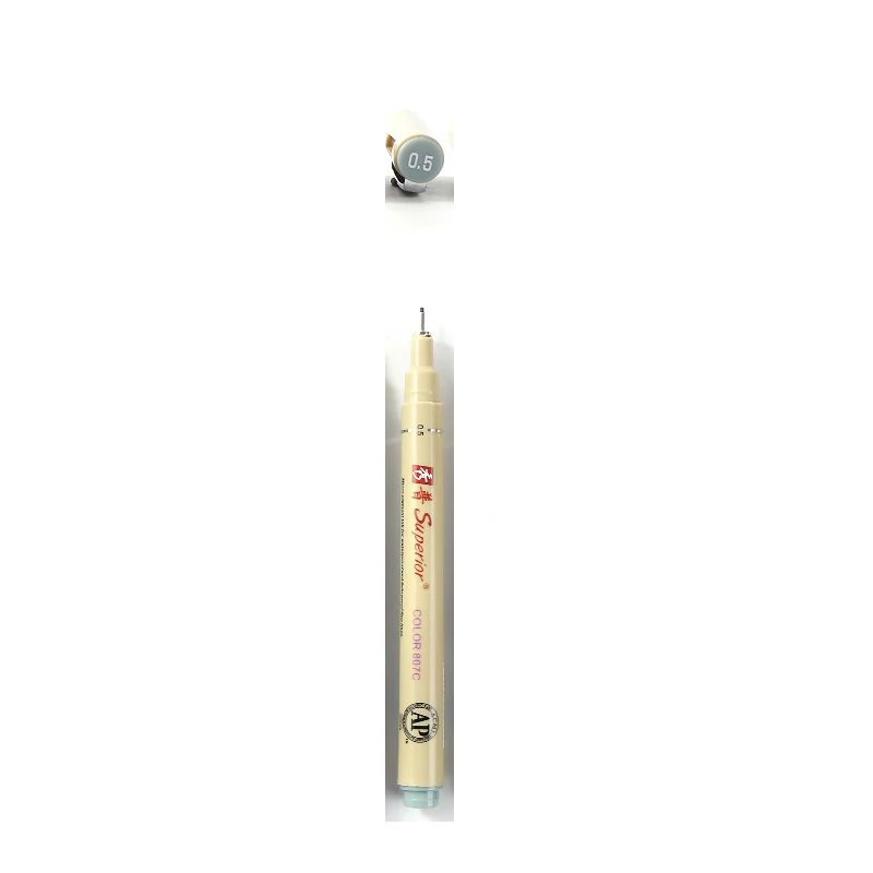 Gray-0.5-mm Водостойкий Fineliner 1 и 10шт/комплект, линер нетоксичный на водной основе, разные цвета и размеры наконечников для комфортного рисования и скетчинга - Цвет: Gray-0.5-mm