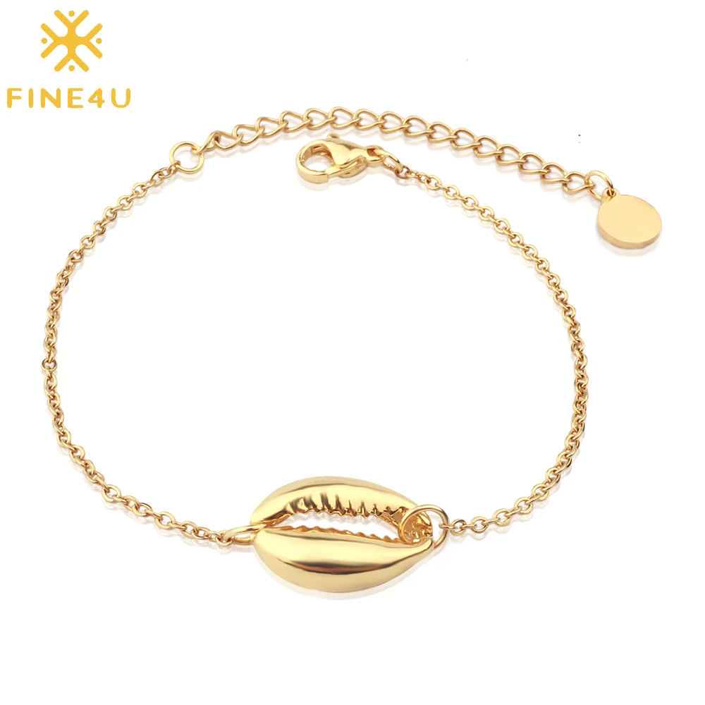 FINE4U B167 богемные летние пляжные украшения подвески в виде морских ракушек браслет