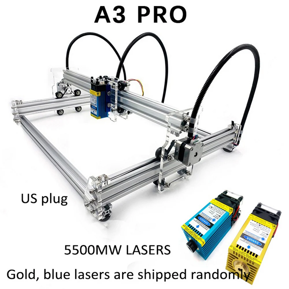 

A3 Pro Mini Laser Cutting Machine 5500wm/3500wm/5500mw/7w/15w Laser DIY Laser Head Machine Engraver Wood Cutting PWM US Plug