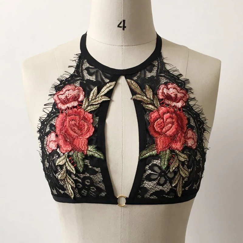 Женский мягкий укороченный топ с цветочным принтом пикантное кружевное нижнее