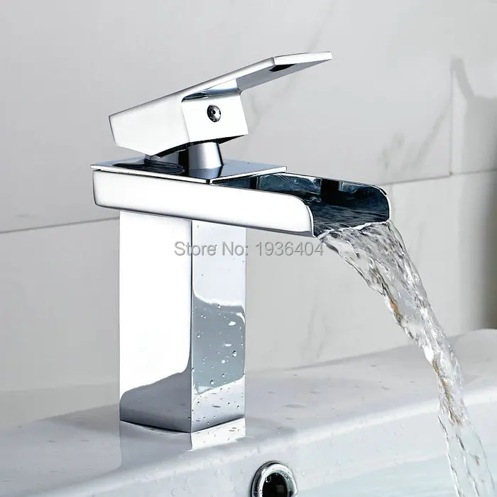 Водопад хромированный латунный кран смеситель для ванной комнаты с одной ручкой