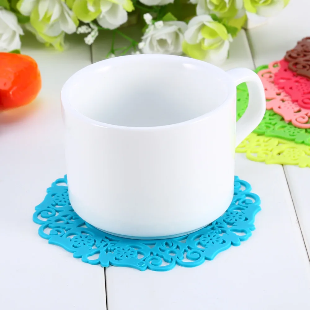 Нескользящая подставка для посуды прочная силиконовая круглая чашка