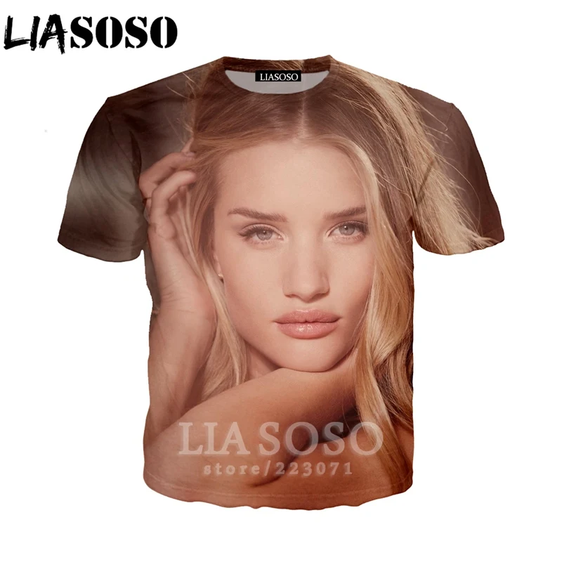LIASOSO новая мода мужская и женская толстовка 3D принт звезда Rosie Huntington Whiteley футболка