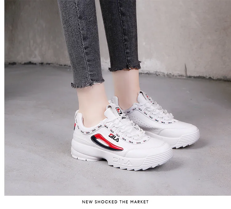 dad shoes new fashion lace-up round-toe breathable plaftorm sneakers dad sneakers women white shoes casual shoe
