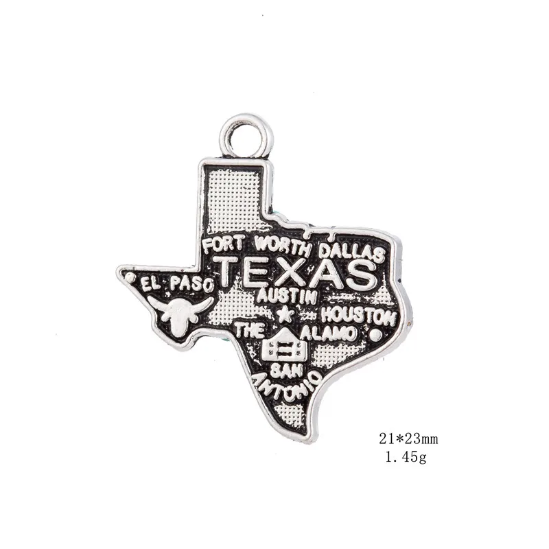 Серебряный цвет в форме Штатов Америки Карта Подвески для ювелирных изделий США