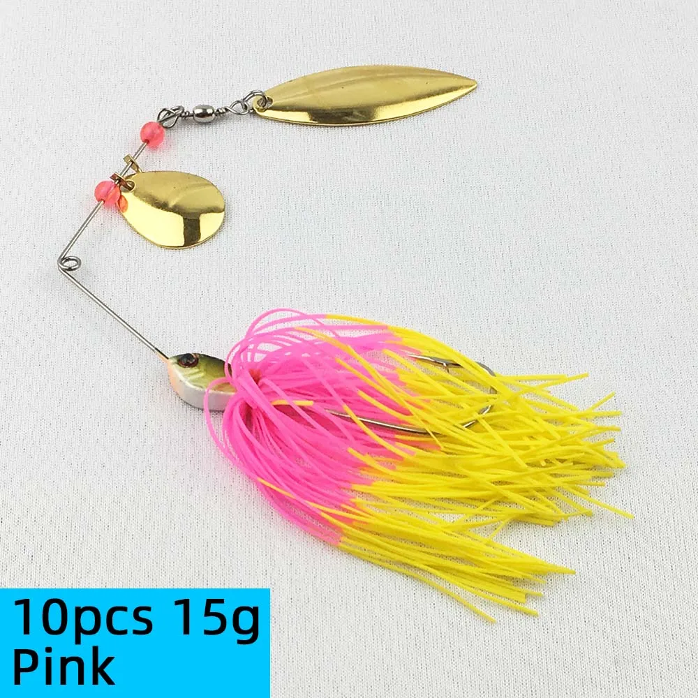 10pcs 15g Pink 10 шт. приманка для рыбалки жесткая Базз флэш-приманки блесна ложка Поворотная басовая Щука быстрый поиск длинные литые приманки - Цвет: 10pcs 15g Pink