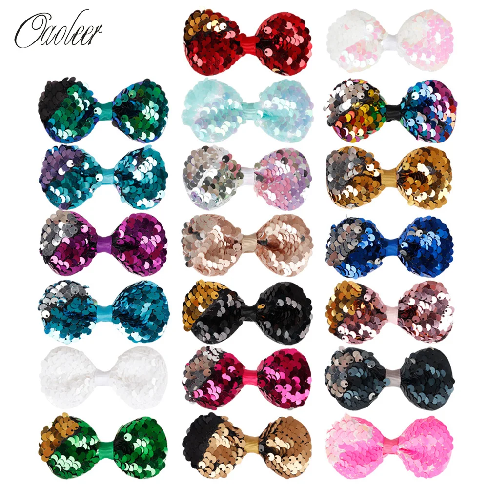 

Oaoleer Hair Accessories Newborn Bow Headdress Hair Clips for Girls Multi-layer Reversible Sequin Hair Bows Accessories Baby