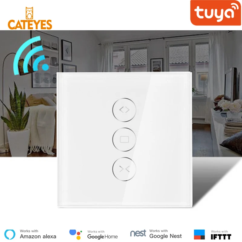 Умный сенсорный выключатель для штор ЕС Wi Fi переключатель занавесок с голосовым