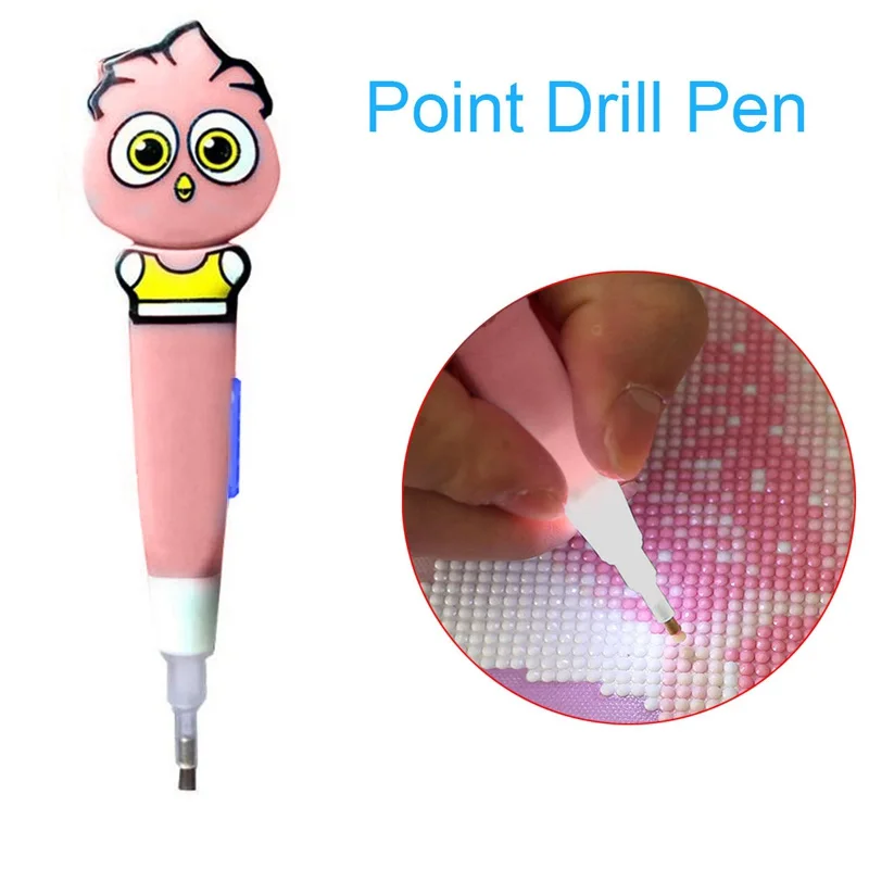 

Светящаяся мультяшная сверлильная Ручка DIY Алмазная картина крестиком (сова) розовая 1 дрель