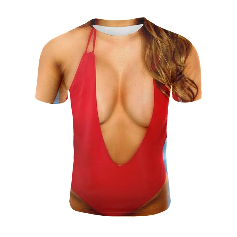 YELITE 2019 футболка бикини новинка большая грудь сексуальный купальник 3d принт рукав