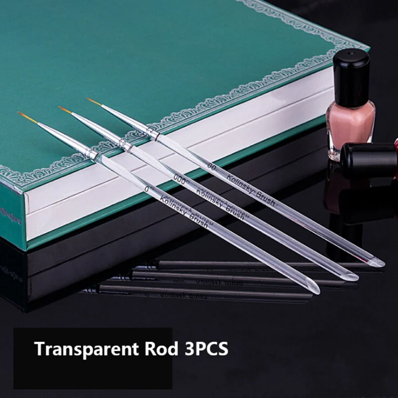 

Beauty 3pcs Nail Art Pen Painting Drawing Pen Transparent Crystal Pull Pen Double Head Nail Art Pen High Quality