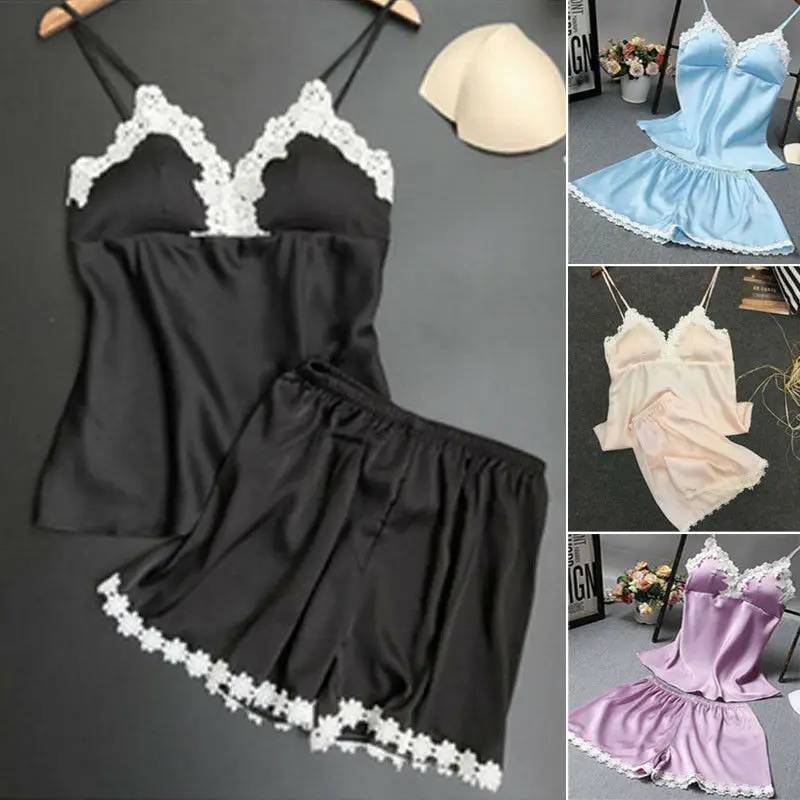 Женское атласное кружевное нижнее белье babydoll комплект ночного белья пижама