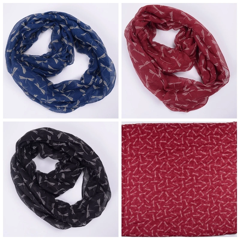 Бесплатная доставка 2018 Новый Модный женский Стрекоза бесконечный шарф с