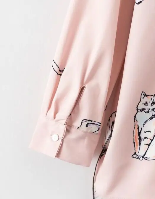 Блузка с бантом и животным принтом в стиле ретро 2017|blusa femme|blouses topspink shirt |