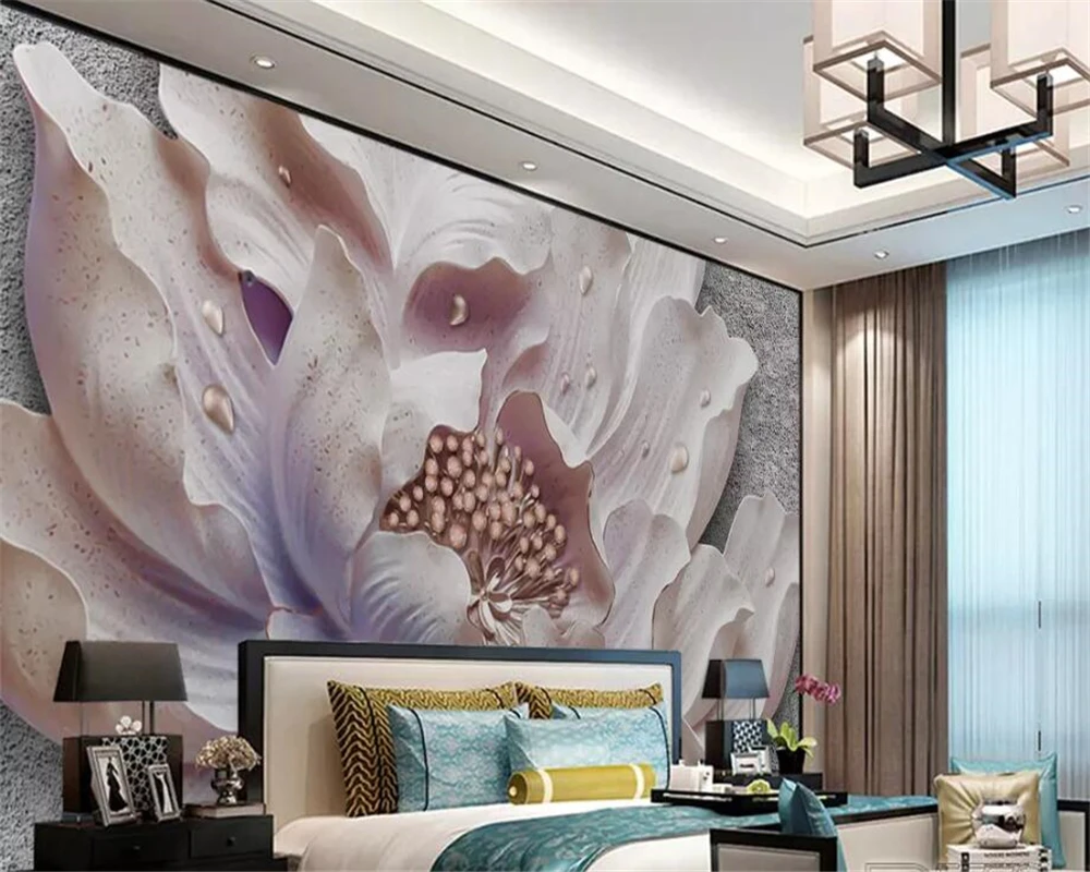 3d объемные Объемные обои по индивидуальному заказу фотообои с тиснением пиона