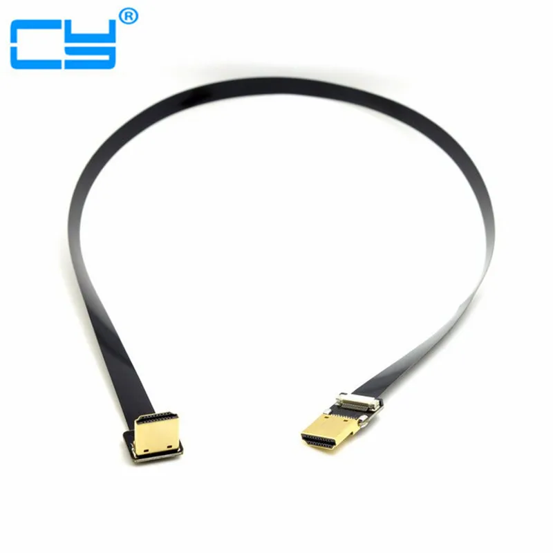 Плоский кабель 0 1 м-1 м FPV HDMI Type A папа-вниз Угловой 90 градусов HDTV FPC для