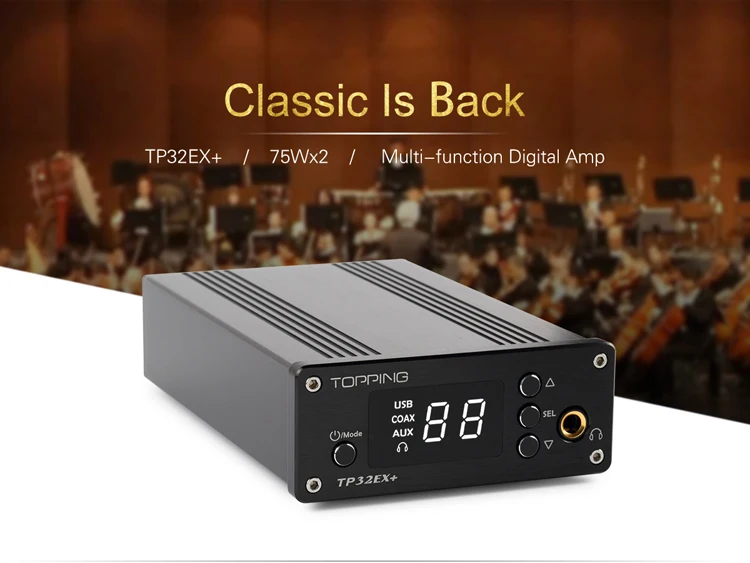 Усилители долива TP32EX+ Универсальный цифровой HiFi мощность аудио усилители домашние 75 Вт* 2 с коаксиальный USB ЦАП Декодер Усилитель для наушников
