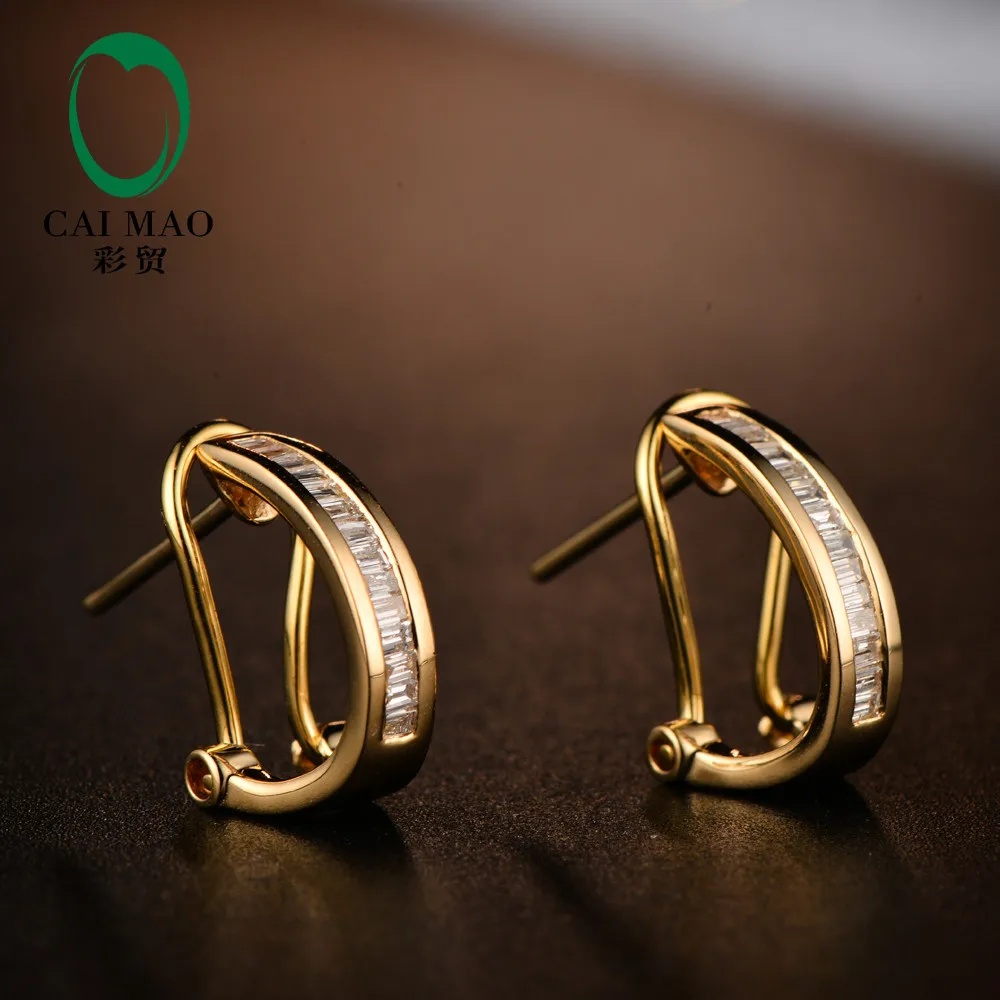 Caimao ювелирные изделия красивые 14K желтое золото и 0.31ct алмаз обручальные серьги