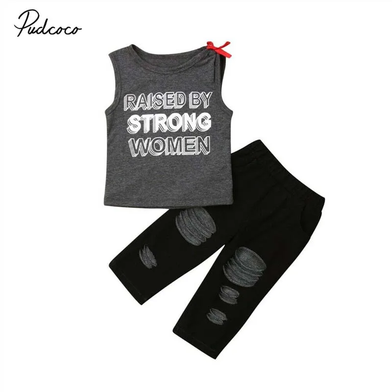 Комплект повседневной одежды из 2 предметов для маленьких девочек топ без