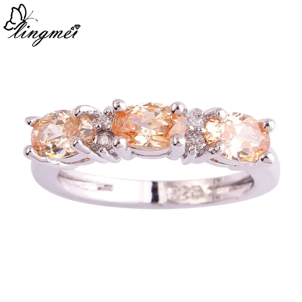 Lingmei оптовая продажа хорошее ювелирное морганит и белый CZ Серебряное кольцо