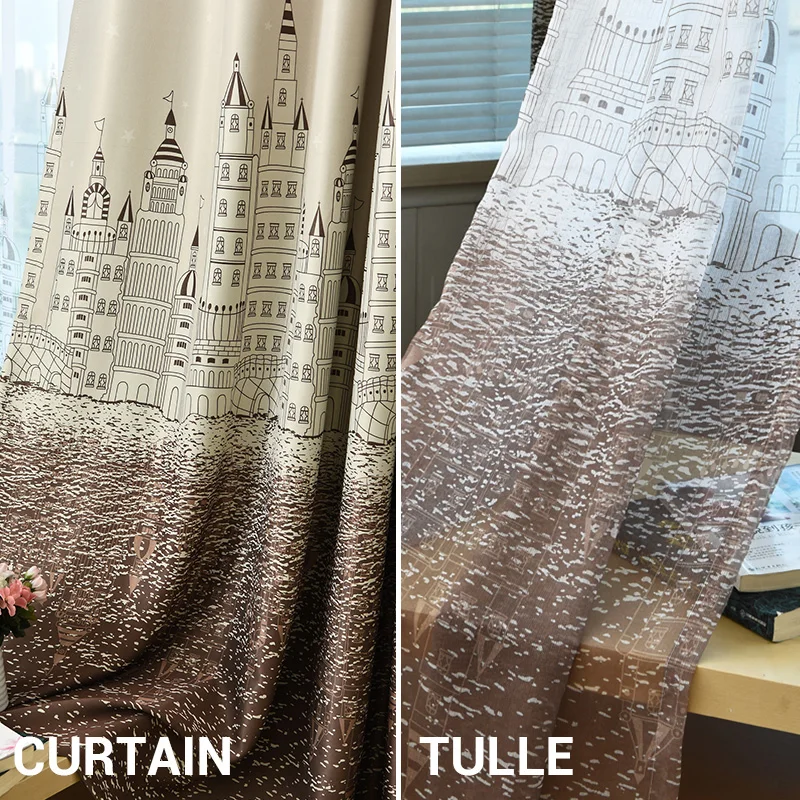 Занавески на окна с мультяшным замком для детей детская комната девочки мальчики