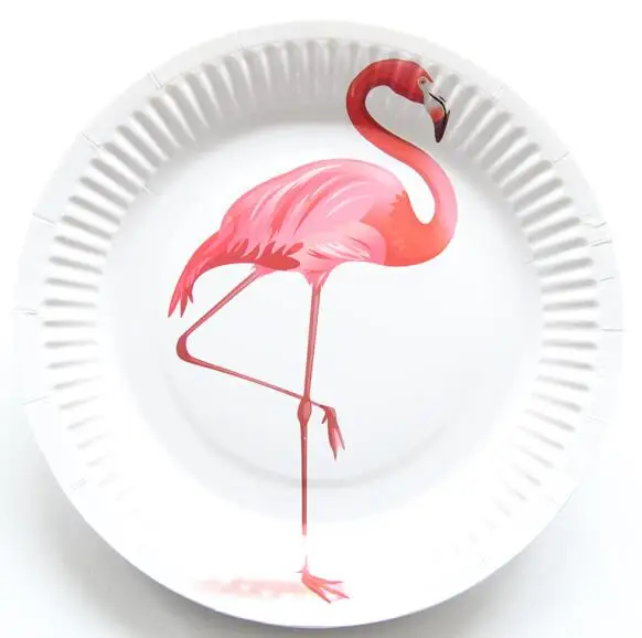 flamingo plate Золотая Праздничная бумажная тарелка, одноразовая тарелка для свадьбы, дня рождения, вечерние принадлежности для детского душа, декор для детей, одноразовая посуда - Цвет: flamingo plate