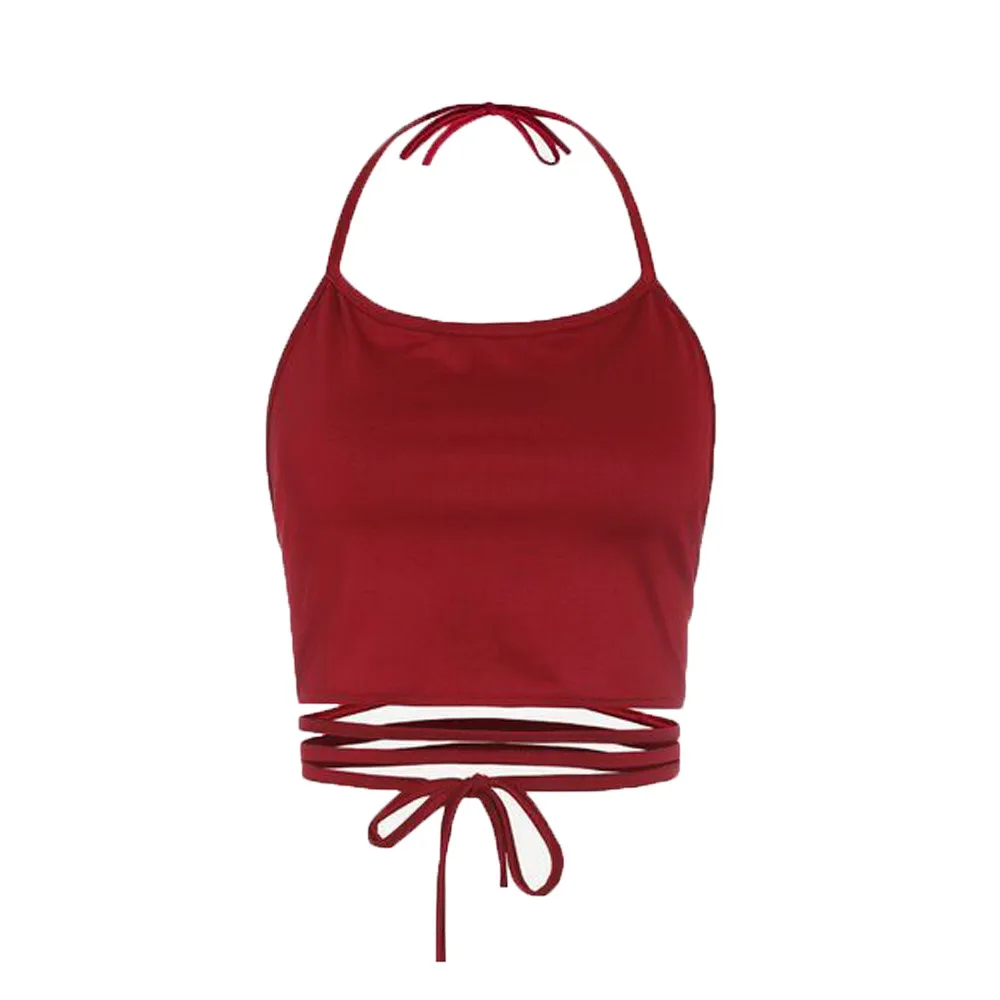 Women Sleeveless Backless Vest Halter Tank Tops Blouse T-Shirt Swimsuits Cropped feminino Bustier top new Colete Blusas | Женская одежда