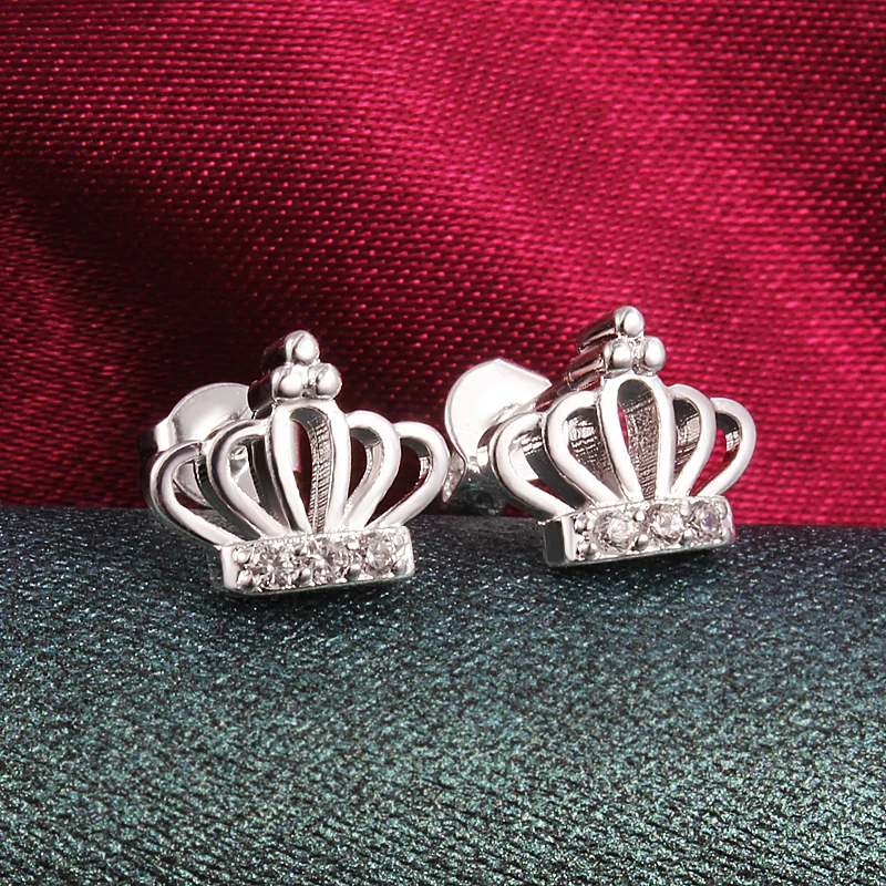 Наборы ювелирных изделий невесты для свадьбы Посеребренная Корона кулон & Stus CZ