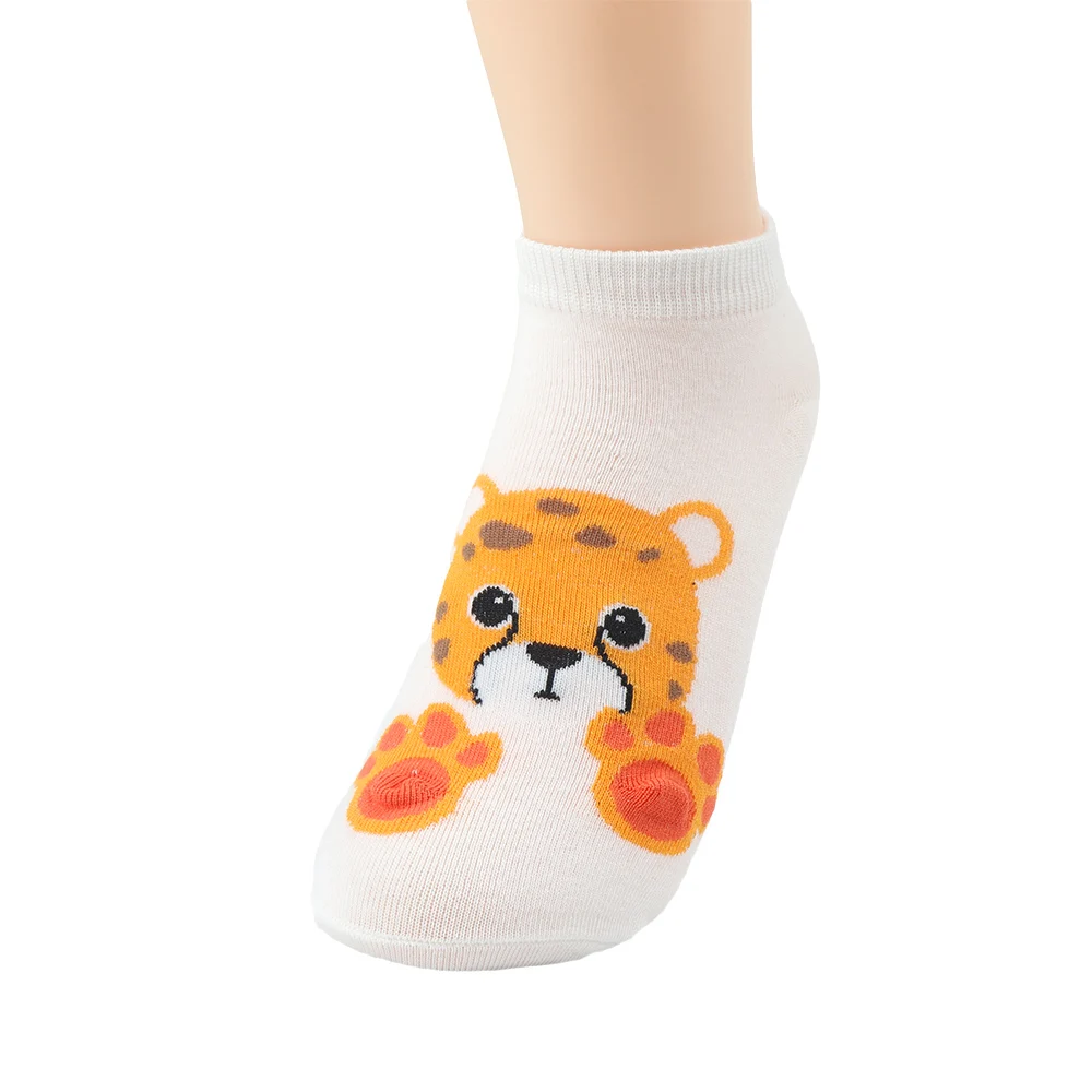 Модные женские хлопковые носки короткие с животными для девочек укороченные