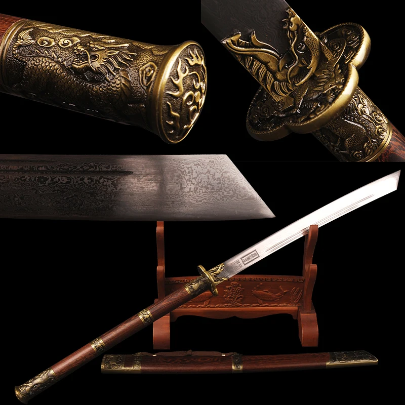 Китайский Меч Kangxi Sabre со сложенным стальным лезвием палисандр Сая для меча 45 см ручка нож украшение дома Императорский телосложитель Косплей