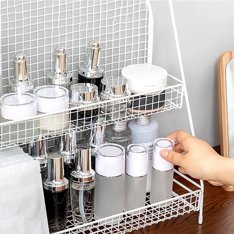 Домашняя двухслойная металлическая стойка для кухни спальни стол органайзер