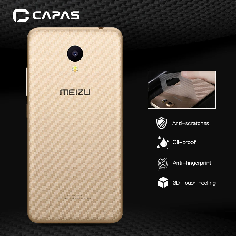 5 шт./лот задняя пленка для Meizu M5c Защитная батареи CAPAS 3D наклейка из углеродного